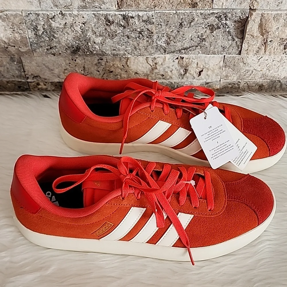Adidas VL Court 3.0 Orange / Red and White Sneakers Brand New